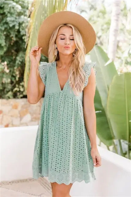 Summer Short Sleeve Lace Dress