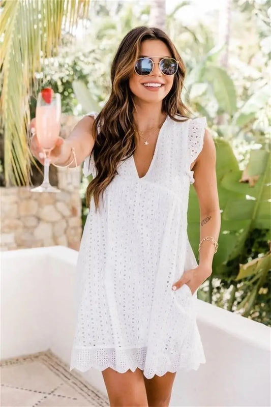 Summer Short Sleeve Lace Dress