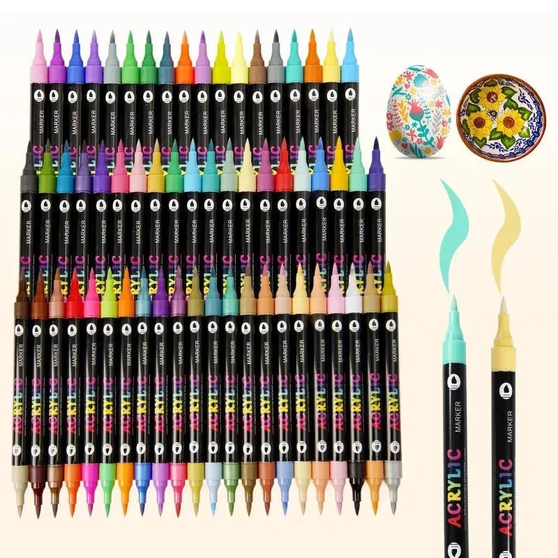 🎨Last Day 🔥 Dual Tip Acrylic Paint Pen Marker - 24/48/72/120 Colors
