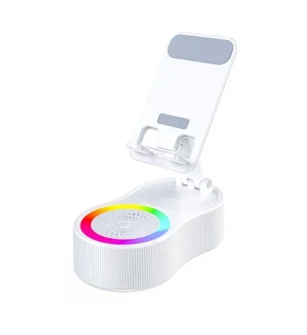 Upgraded Cell Phone Stand with Induction Speaker/Power Bank/Atmosphere Light