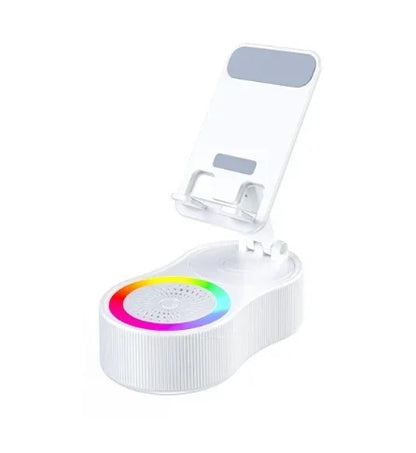 Upgraded Cell Phone Stand with Induction Speaker/Power Bank/Atmosphere Light