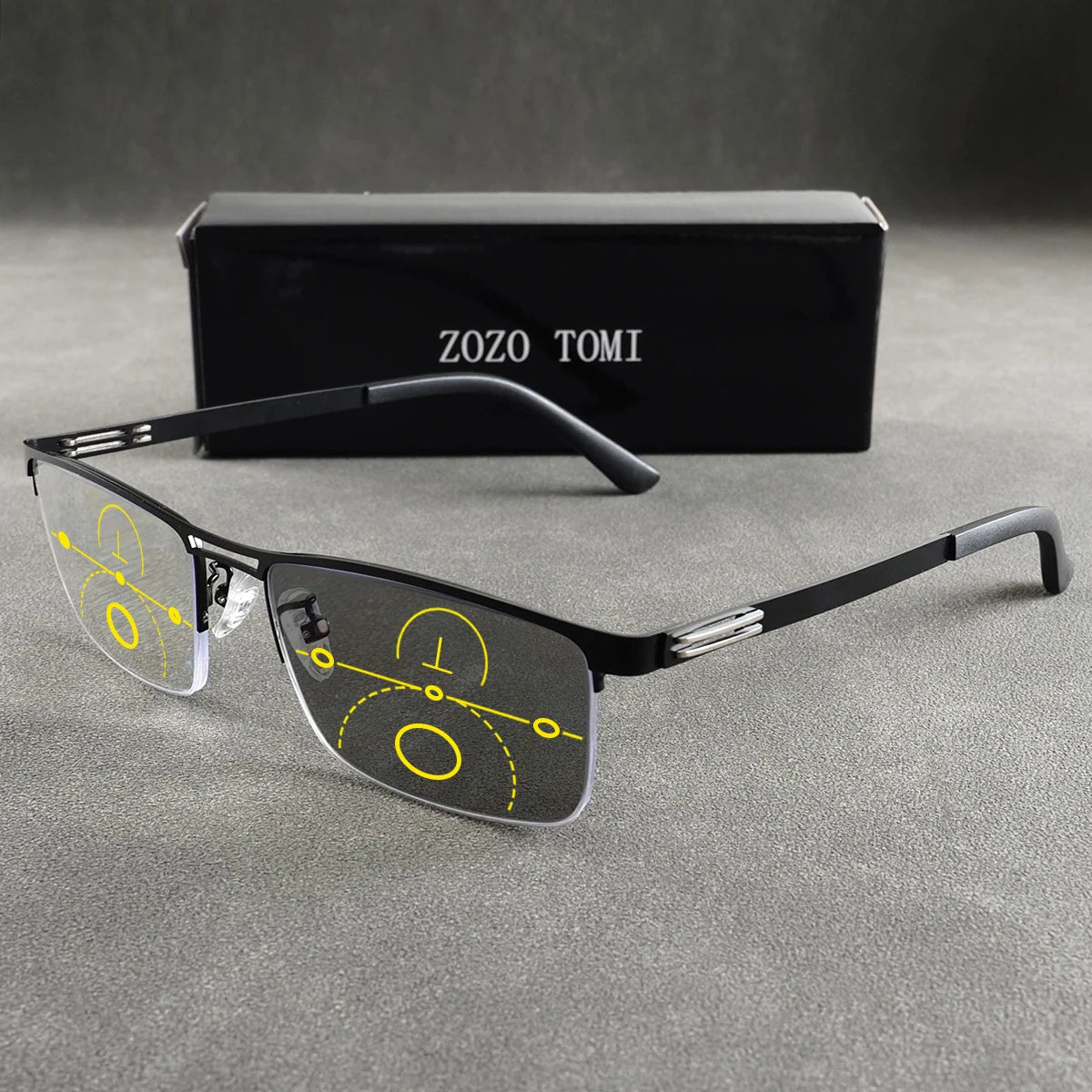 TITANIUM MULTI-FOCUS READING GLASSES PHOTOCHROMIC PROGRESSIVE DOUBLE LIGHT ANTI-BLUE LIGHT
