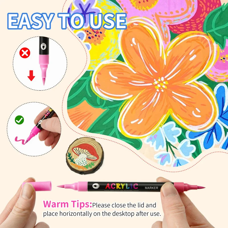 🎨Last Day 🔥 Dual Tip Acrylic Paint Pen Marker - 24/48/72/120 Colors