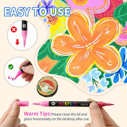 🎨Last Day 🔥 Dual Tip Acrylic Paint Pen Marker - 24/48/72/120 Colors