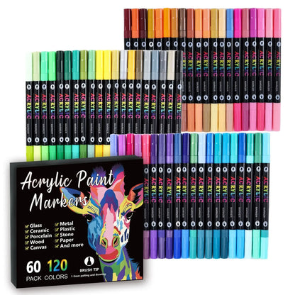 🎨Last Day 🔥 Dual Tip Acrylic Paint Pen Marker - 24/48/72/120 Colors