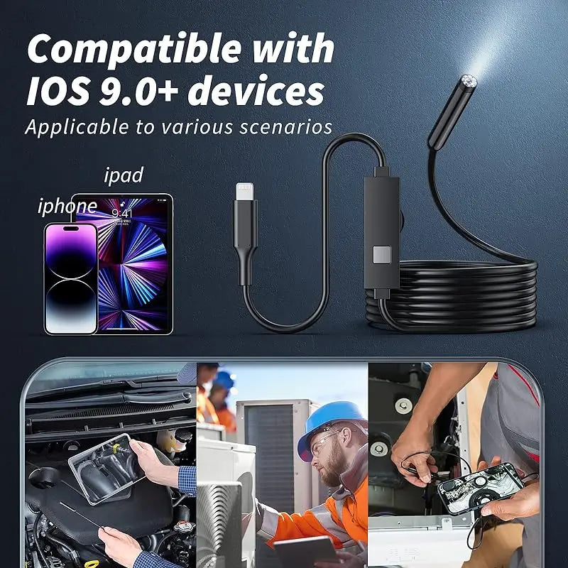 🔎 Plug-and-Play Endoscope Camera – Compatible with Android & iPhone & ipad for Direct Connection