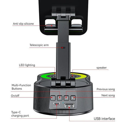 Upgraded Cell Phone Stand with Induction Speaker/Power Bank/Atmosphere Light