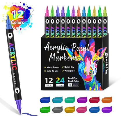 🎨Last Day 🔥 Dual Tip Acrylic Paint Pen Marker - 24/48/72/120 Colors