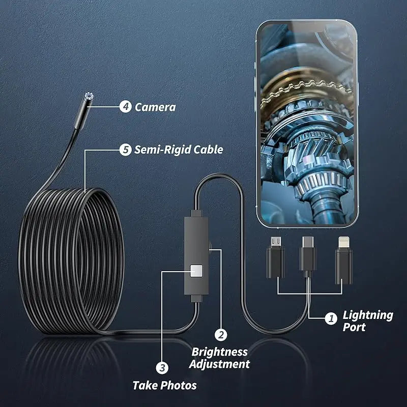 🔎 Plug-and-Play Endoscope Camera – Compatible with Android & iPhone & ipad for Direct Connection